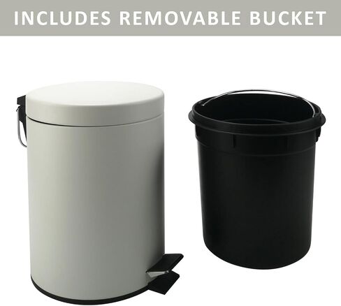 Mason Stainless Steel Metal Soft Close Step Can with Removable Inner Bucket, 5 Liters/ 1.3 Gallon Wastebasket for Bathroom, Bedroom, Kitchen, Office, Chrome in Saudi Arabia