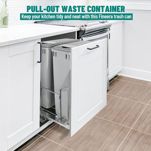 Pull-Out Trash Can, 50Qt Double Bins, Under Mount Waste Container with Soft-Close Slides, 176 lbs Load Capacity & Recycling Bin Door-Mounted Brackets Garbage with Lids for Kitchen Home Cabinet,2pack in Kuwait
