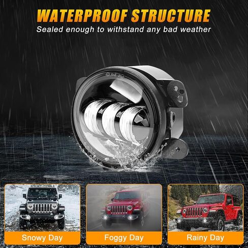 استبدال مصابيح الضباب LED JK مقاس 4 بوصات متوافقة مع 2007-2018 Jeep Wrangler JK JKU 2018-2024 JLU ملحقات المصد الأمامي ضوء الضباب الأبيض، مصابيح القيادة على الطرق الوعرة 30 وات، مصابيح ضباب مستديرة 4 بوصات قطعتان in Kuwait