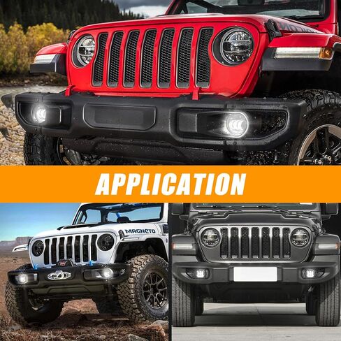 استبدال مصابيح الضباب LED JK مقاس 4 بوصات متوافقة مع 2007-2018 Jeep Wrangler JK JKU 2018-2024 JLU ملحقات المصد الأمامي ضوء الضباب الأبيض، مصابيح القيادة على الطرق الوعرة 30 وات، مصابيح ضباب مستديرة 4 بوصات قطعتان in Kuwait