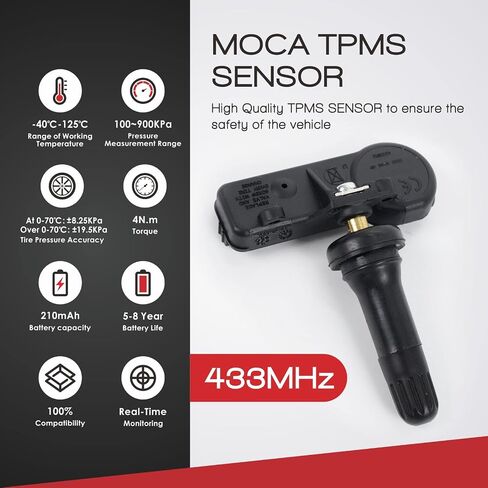 MOCA 4pcs 433MHz Tire Pressure Monitoring System (TPMS) Sensor Kit fits for Chrysler 300 Town & Country, For Dodge Challenger Charger Durango, For Jeep Grand Cherokee, For Ram, And More, 68406537AA in Saudi Arabia