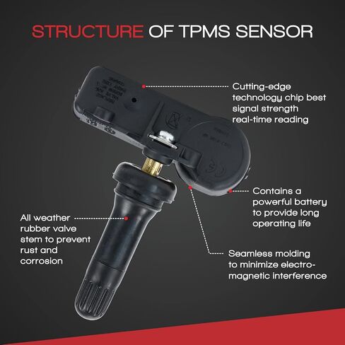 MOCA 4pcs 433MHz Tire Pressure Monitoring System (TPMS) Sensor Kit fits for Chrysler 300 Town & Country, For Dodge Challenger Charger Durango, For Jeep Grand Cherokee, For Ram, And More, 68406537AA in Saudi Arabia