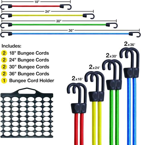 Bungee Buddy من Wrap-It Storage - حامل سلك بنجي (عبوتان) - تخزين لأحجام متنوعة من أسلاك بنجي شديدة التحمل أو أشرطة مع خطافات للسيارات وتنظيم المرآب in Saudi Arabia