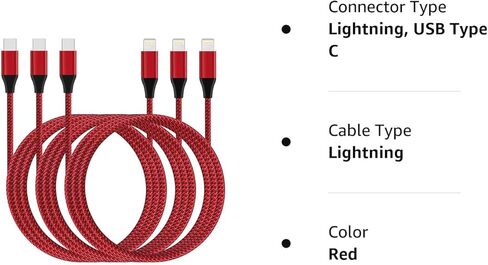 سلك شاحن iPhone سريع، كابل شحن iPhone [معتمد من MFi] 3 حزم كابل USBC إلى Lightning لهاتف iPhone 10FT، كابل Lightning سريع لهاتف iPhone 14/14Plus/13/13Pro/12MiNi/11/XS/XR/SE، AirPods in Kuwait