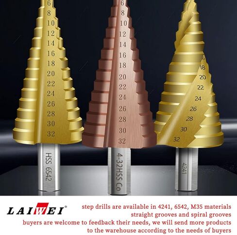 خطوة الحفر مخرطة الحفر شبه المنحرف LAIWEI Pagoda Drill HSS الحفر السداسي (4-32 مم) in Kuwait