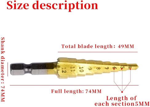 خطوة الحفر مخرطة الحفر شبه المنحرف LAIWEI Pagoda Drill HSS الحفر السداسي (4-32 مم) in Kuwait