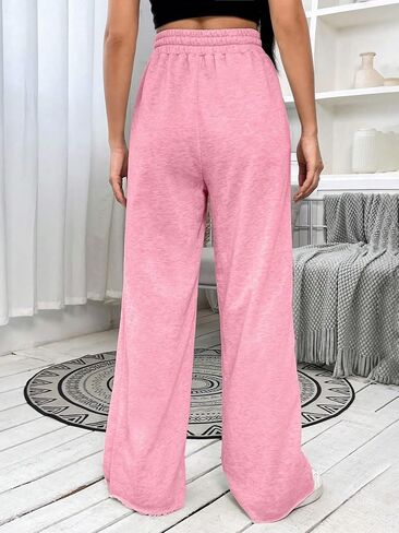SweatyRocks Women's Ripped Drawstring High Waist Baggy Straight Leg Joggers Sweatpants with Pockets in Saudi Arabia