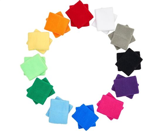 Mallofusa 12 Pairs Colorful Wrist Sweatbands Athletic Cotton Terry Cloth Wristbands for Gym Sports in Saudi Arabia
