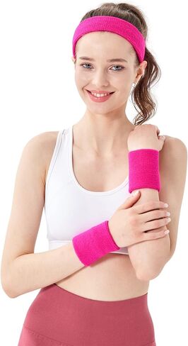 Mallofusa 12 Pairs Colorful Wrist Sweatbands Athletic Cotton Terry Cloth Wristbands for Gym Sports in Saudi Arabia