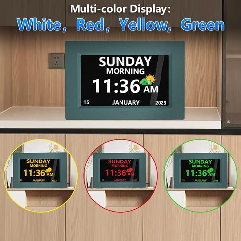 7 Inch Digital Clock with Day and Date for Elderly Alzheimer's Dementia Clock Customizable Alarms and Medicine Reminders 3 Display Modes Large Font Digital Alarm Clock for Seniors Black in Saudi Arabia