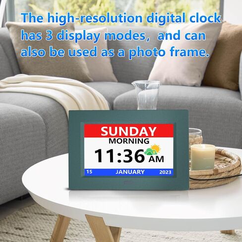7 Inch Digital Clock with Day and Date for Elderly Alzheimer's Dementia Clock Customizable Alarms and Medicine Reminders 3 Display Modes Large Font Digital Alarm Clock for Seniors Black in Saudi Arabia