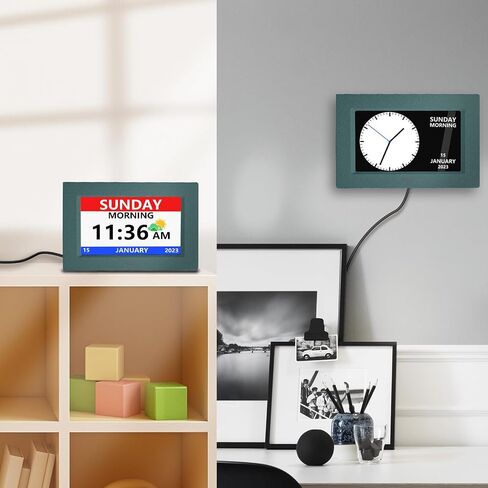 7 Inch Digital Clock with Day and Date for Elderly Alzheimer's Dementia Clock Customizable Alarms and Medicine Reminders 3 Display Modes Large Font Digital Alarm Clock for Seniors Black in Saudi Arabia