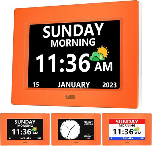 7 Inch Digital Clock with Day and Date for Elderly Alzheimer's Dementia Clock Customizable Alarms and Medicine Reminders 3 Display Modes Large Font Digital Alarm Clock for Seniors Black in Saudi Arabia