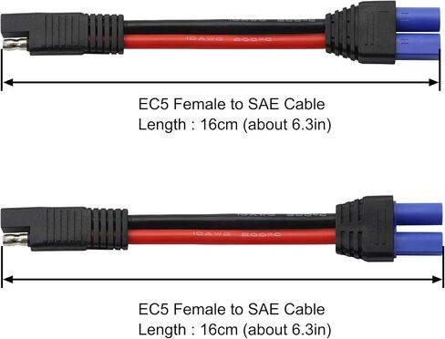 كابل GINTOOYUN EC5 إلى SAE، قابس EC5 F/M إلى موصل SAE سلك كابل السيارات 10AWG لبطاريات الألواح الشمسية لمحرك السيارة (EC5 أنثى + EC5 ذكر) in Saudi Arabia