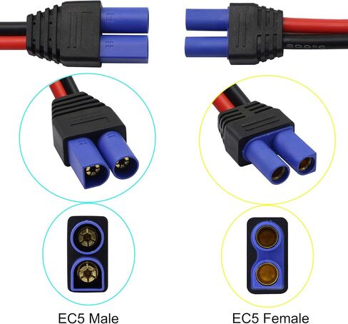 كابل GINTOOYUN EC5 إلى SAE، قابس EC5 F/M إلى موصل SAE سلك كابل السيارات 10AWG لبطاريات الألواح الشمسية لمحرك السيارة (EC5 أنثى + EC5 ذكر) in Saudi Arabia