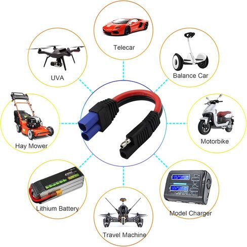 كابل GINTOOYUN EC5 إلى SAE، قابس EC5 F/M إلى موصل SAE سلك كابل السيارات 10AWG لبطاريات الألواح الشمسية لمحرك السيارة (EC5 أنثى + EC5 ذكر) in Saudi Arabia