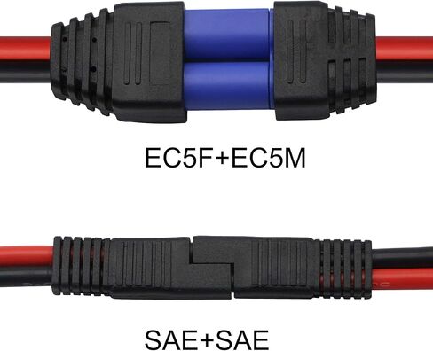 كابل GINTOOYUN EC5 إلى SAE، قابس EC5 F/M إلى موصل SAE سلك كابل السيارات 10AWG لبطاريات الألواح الشمسية لمحرك السيارة (EC5 أنثى + EC5 ذكر) in Saudi Arabia