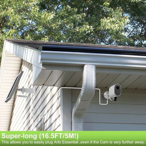 3 قطع من شاحن الألواح الشمسية متوافق مع Arlo Essential Spotlight/XL Spotlight فقط، كابل شحن طاقة بطول 16.5 قدم Micro USB، إطار من سبائك الألومنيوم مقاوم للطقس IP66 فضي (ليس للجيل الثاني/2K) in Kuwait