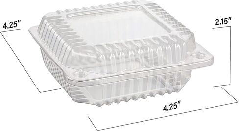 حاويات بلاستيكية مربعة شفافة من MT Products مع غطاء مفصلي - حاويات حلوى ضحلة للاستعمال مرة واحدة مقاس 12.7 سم × 12.7 سم × 6.35 سم - (عبوة من 40 قطعة) - صنع في الولايات المتحدة الأمريكية in Kuwait