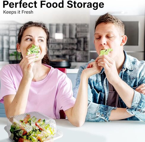 حاويات بلاستيكية مربعة شفافة من MT Products مع غطاء مفصلي - حاويات حلوى ضحلة للاستعمال مرة واحدة مقاس 12.7 سم × 12.7 سم × 6.35 سم - (عبوة من 40 قطعة) - صنع في الولايات المتحدة الأمريكية in Kuwait