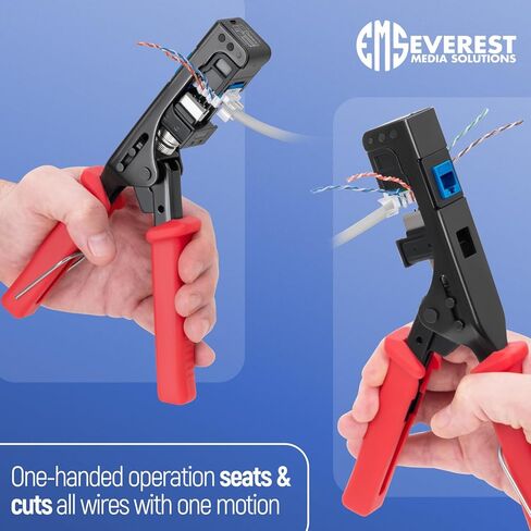 Everest Media Solutions 45Term - أداة إنهاء السرعة بزاوية 45 درجة - مع 20 حزمة من مقابس CAT6 بزاوية 45 درجة باللون الرمادي - تتوفر مقابس إضافية - (B0BCHGPDJW) in Kuwait