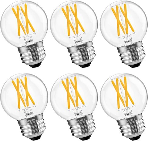 6 عبوات من مصابيح الإضاءة G16.5 LED القابلة للتعتيم بقدرة 60 وات، مصابيح E26 LED بقدرة 60 وات باللون الأبيض الناعم 3000K، 6W E26 Globe LED Edison لمبة إضاءة صغيرة لثريا سبوتنيك، مصابيح الغرور، CRI80+، AC120V، 600lm in Kuwait