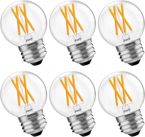 6 عبوات من مصابيح الإضاءة G16.5 LED القابلة للتعتيم بقدرة 60 وات، مصابيح E26 LED بقدرة 60 وات باللون الأبيض الناعم 3000K، 6W E26 Globe LED Edison لمبة إضاءة صغيرة لثريا سبوتنيك، مصابيح الغرور، CRI80+، AC120V، 600lm in Kuwait