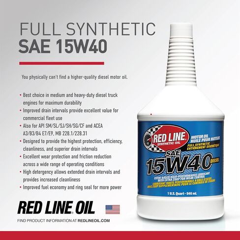 زيت محرك اصطناعي 15W40 من Red Line 21404 - كوارت (12 عبوة) in Saudi Arabia