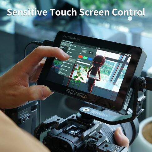 FEELWORLD F6 Pro 5.5 Inch 1600nits Touchscreen DSLR Camera Field Monitor 1920x1080,4K HDMI,3D LUT,External F970 Plate On Camera Video Monitor(with Battery,Charger, Carry Case Bundle) in Saudi Arabia