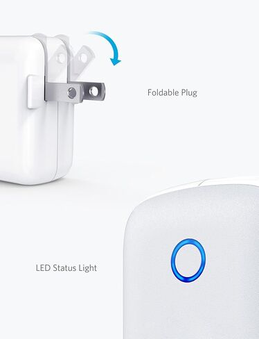 Anker Dual USB Wall Charger, PowerPort II 24W, Ultra-Compact Travel Charger with PowerIQ Technology and Foldable Plug, for iPhone XS/Max/XR/X/8/7/6/Plus, iPad Pro/Air 2/mini 4, Galaxy S9/S8/+ and More in Saudi Arabia