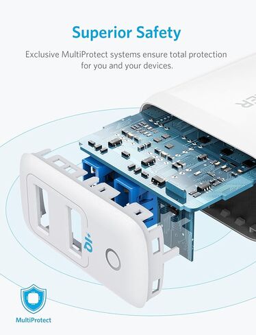 Anker Dual USB Wall Charger, PowerPort II 24W, Ultra-Compact Travel Charger with PowerIQ Technology and Foldable Plug, for iPhone XS/Max/XR/X/8/7/6/Plus, iPad Pro/Air 2/mini 4, Galaxy S9/S8/+ and More in Saudi Arabia