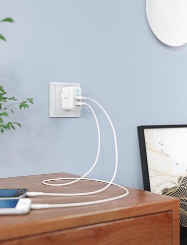 Anker Dual USB Wall Charger, PowerPort II 24W, Ultra-Compact Travel Charger with PowerIQ Technology and Foldable Plug, for iPhone XS/Max/XR/X/8/7/6/Plus, iPad Pro/Air 2/mini 4, Galaxy S9/S8/+ and More in Saudi Arabia