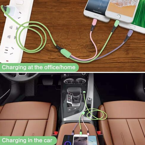 كابل شحن متعدد بطول 5 أقدام، 2 حزمة 3 في 1 كابل شاحن USB متعدد محول سلك شاحن الهاتف العالمي مع منفذ IP/USB C/Micro USB، للهاتف 15 14 Pro Max/Samsung Galaxy/Pixel/Tablet والمزيد in Kuwait