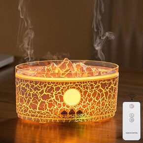 Flame Fire Essential Oil Diffuser Humidifier,300ml Aromatherapy Diffuser with Remote Control, Auto Shut-Off & Timer 4 Timers 3 Colors Diffusers for Essential Oils Large Room (Balck)