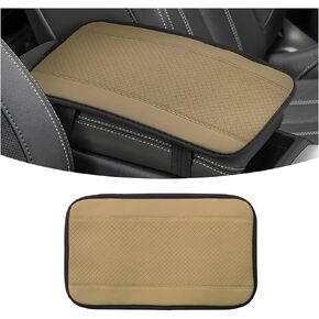 Car Center Console Cushion Pad, 12.6"x7.5" PU Leather Auto Armrest Cover Protector, Waterproof Anti-Slip Armrest Box Mat, Car Accessories Interior Protection for Most Vehicle, SUV, Truck (Beige)