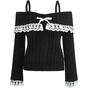 Off The Shoulder Sweater for Women Sexy Long Sleeve Knit Pullover Jumper Slim Fit Crop Tube Top One Shoulder Shirts