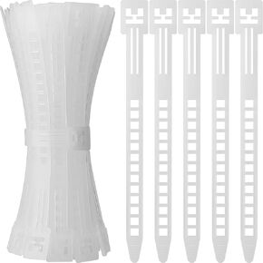 100 حزمة من ربطات الكابلات المرنة شبه المنحرفة، أربطة بسحاب قابلة لإعادة الاستخدام، أشرطة بسحاب قابلة للتعديل، أربطة سلكية قابلة للتحرير من النايلون عالي التحمل (5.5 بوصة، أبيض) in Kuwait