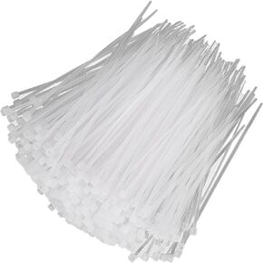 1000 Pcs White Zip Ties Nylon Cable Ties with Small Clear Self locking Nylon Cable Ties Fasten Thin Wraps Wire Ties 3.9/6 inch &0.12 inch Width for Home Office Garage Workshop(3x100)
