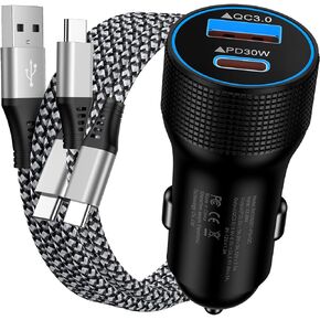 Car Charger USB C 48W for iPhone 15 Pro Max Cigarette Lighter Adapter, Samsung Galaxy A15 5G S24 S23 S22 Ultra A55 Android Phone, Google Pixel 8a 7 Pro Car Plug in Adapter Outlet Fast Charging Cables
