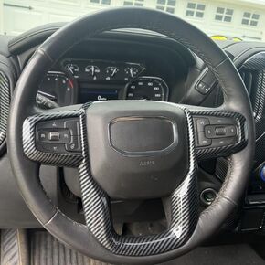 ruihe Carbon Fiber Color Steering Wheel Decorative Trim Fit for GMC Sierra 1500 2019-2024 /2500HD 3500HD 2020-2024/Yukon 2021-2024
