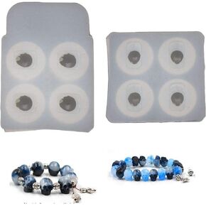 Yalulu 2Pcs Skull Head Bead Bracelet Resin Mold, Earrings Pendant Necklace Jewelry Silicone Resin Casting Mold for Jewelry Making DIY Crafts