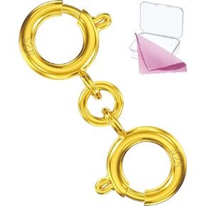 Clysoru 925 Sterling Silver Necklace Clasps and Closures Double Round Buckle Gold and Silver Suitable for Jewelry Making Necklaces Bracelet Safety Clasp - Made in Italy (1pcs Aurum)