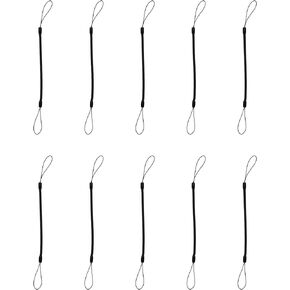 sowaka 10 Pcs Tether Lanyard for Touch Pens Elastic Plastic Coil Spring Straps Replacement Retractable Anti Lose Tablet Pens Straps for Tethering Drawing Pen to Touchscreen (Black)