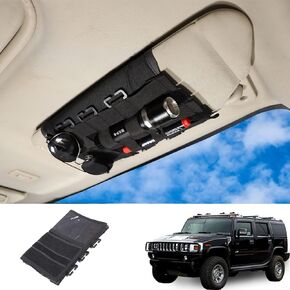 Car Sun Visor Organizer, Auto Interior Accessories Pocket Organizer Fit for Hummer H2 2003-2009 Storage Pouch Holder, with Transparent Card Bag
