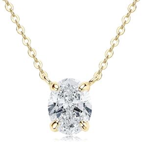2ct Oval Moissanite Pendant Necklace, D Color VVS1 Lab Created Diamond, Sterling Silver Platinum Plated Dainty Pendant for Women Wife Girlfriend Mothers Day Jewelry Gifts