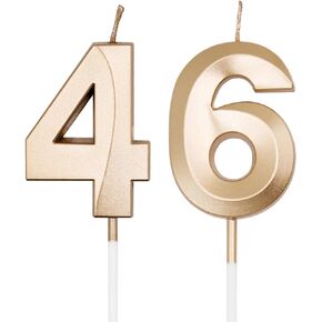 Silver 46th & 64th Birthday Candles for Cakes, Number 46 64 Candle Cake Cupcake Topper for Birthday Anniversary Party Decoration