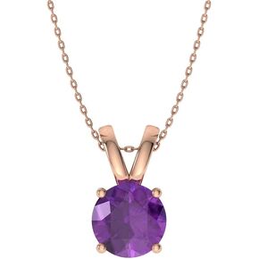 Diamondere Natural and Certified Gemstone Solitaire Necklace in 14k Solid Gold | 0.40 Carat Pendant with Chain
