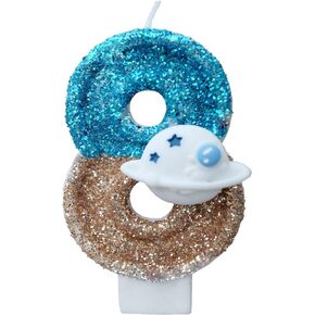 Planet Theme Candles Spaceships Number 1 Candles Dark Blue Birthday Candles Outer Space Themed Birthday Candles Cosmic Planet Theme Candles Birthday Party Cake Decoration(Number 1)