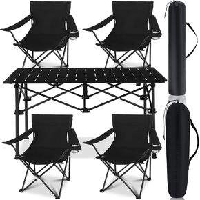 5 Pcs Summer Portable Camping Chair and Folding Camping Table Set Adult Outdoor Oxford Fabric Folding Chair Lawn Portable Camp Chairs with Cup Holder Carry Bag for Travel Beach Fishing Sports in Saudi Arabia
