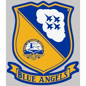 Blue Angels Shield & Banner Shaped Sticker (Naval air Show Navy Jet Pilot Fly (3 x 5 inch) USN Licensed